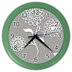 Flower Heart Plant Symbol Love Color Wall Clocks by Nexatart