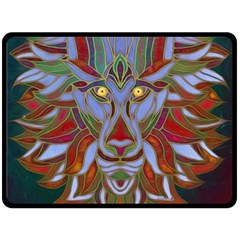 Surreal Lion Face Painting Fleece Blanket (large)  by GabriellaDavid