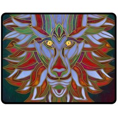 Surreal Lion Face Painting Fleece Blanket (medium)  by GabriellaDavid