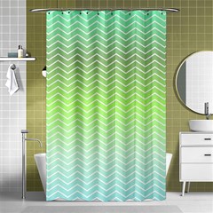 Green Line Zigzag Pattern Chevron Shower Curtain 48  X 72  (small)  by Nexatart