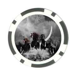 Awesome Wild Black Horses Running In The Night Poker Chip Card Guard by FantasyWorld7