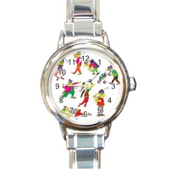 Golfers Athletes Round Italian Charm Watch by Nexatart