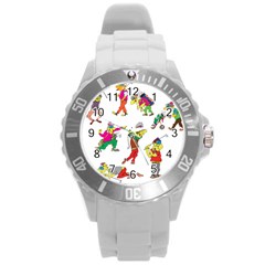 Golfers Athletes Round Plastic Sport Watch (l) by Nexatart