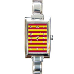 Red & Yellow Stripesi Rectangle Italian Charm Watch by norastpatrick