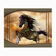 Steampunk, Wonderful Steampunk Horse With Clocks And Gears, Golden Design Small Glasses Cloth (2-side) by FantasyWorld7