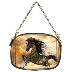 Steampunk, Wonderful Steampunk Horse With Clocks And Gears, Golden Design Chain Purses (one Side)  by FantasyWorld7