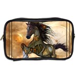 Steampunk, Wonderful Steampunk Horse With Clocks And Gears, Golden Design Toiletries Bags 2-Side Back