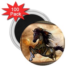 Steampunk, Wonderful Steampunk Horse With Clocks And Gears, Golden Design 2 25  Magnets (100 Pack)  by FantasyWorld7