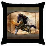 Steampunk, Wonderful Steampunk Horse With Clocks And Gears, Golden Design Throw Pillow Case (Black) Front