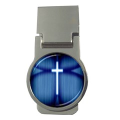 Blue Cross Christian Money Clips (round)  by Mariart