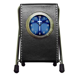 Blue Cross Christian Pen Holder Desk Clocks by Mariart