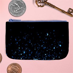 Blue Glowing Star Particle Random Motion Graphic Space Black Large Coin Purse by Mariart