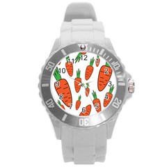 Fruit Vegetable Carrots Round Plastic Sport Watch (l) by Mariart