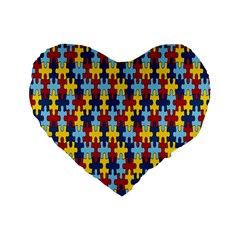 Fuzzle Red Blue Yellow Colorful Standard 16  Premium Heart Shape Cushions by Mariart