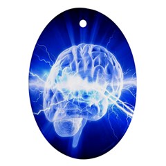 Lightning Brain Blue Ornament (oval) by Mariart