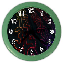 Neon Number Color Wall Clocks by Mariart