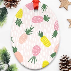 Pineapple Rainbow Fruite Pink Yellow Green Polka Dots Oval Ornament (two Sides) by Mariart