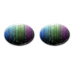 Numerical Animation Random Stripes Rainbow Space Cufflinks (oval) by Mariart