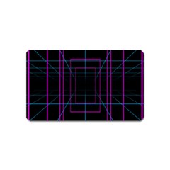 Retro Neon Grid Squares And Circle Pop Loop Motion Background Plaid Purple Magnet (name Card) by Mariart