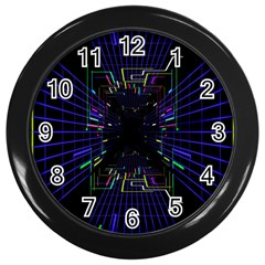 Seamless 3d Animation Digital Futuristic Tunnel Path Color Changing Geometric Electrical Line Zoomin Wall Clocks (black) by Mariart