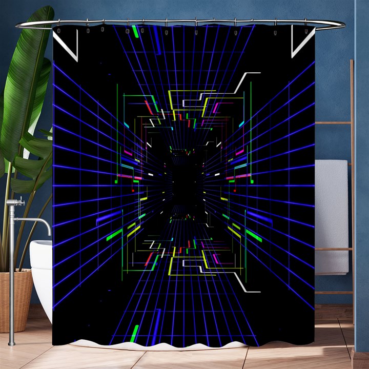 Seamless 3d Animation Digital Futuristic Tunnel Path Color Changing Geometric Electrical Line Zoomin Shower Curtain 60  x 72  (Medium) 