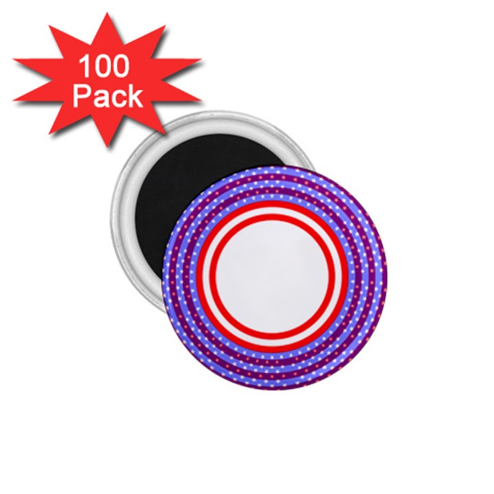 Stars Stripes Circle Red Blue Space Round 1.75  Magnets (100 pack) 