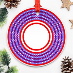 Stars Stripes Circle Red Blue Space Round Round Ornament (two Sides) by Mariart