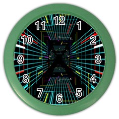 Seamless 3d Animation Digital Futuristic Tunnel Path Color Changing Geometric Electrical Line Zoomin Color Wall Clocks by Mariart