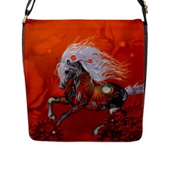 Steampunk, Wonderful Wild Steampunk Horse Flap Messenger Bag (l)  by FantasyWorld7