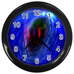 Black Hole Blue Space Galaxy Wall Clocks (Black) Front