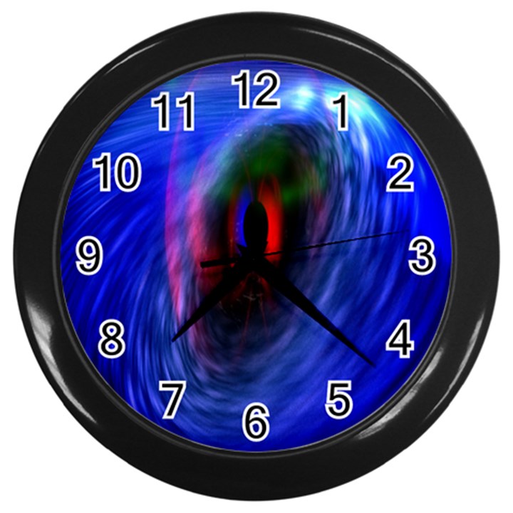 Black Hole Blue Space Galaxy Wall Clocks (Black)