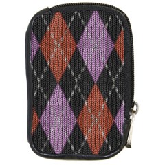 Knit Geometric Plaid Fabric Pattern Compact Camera Cases by paulaoliveiradesign