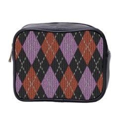 Knit Geometric Plaid Fabric Pattern Mini Toiletries Bag 2-side by paulaoliveiradesign