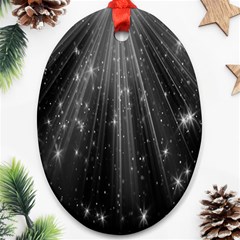 Black Rays Light Stars Space Oval Ornament (two Sides) by Mariart