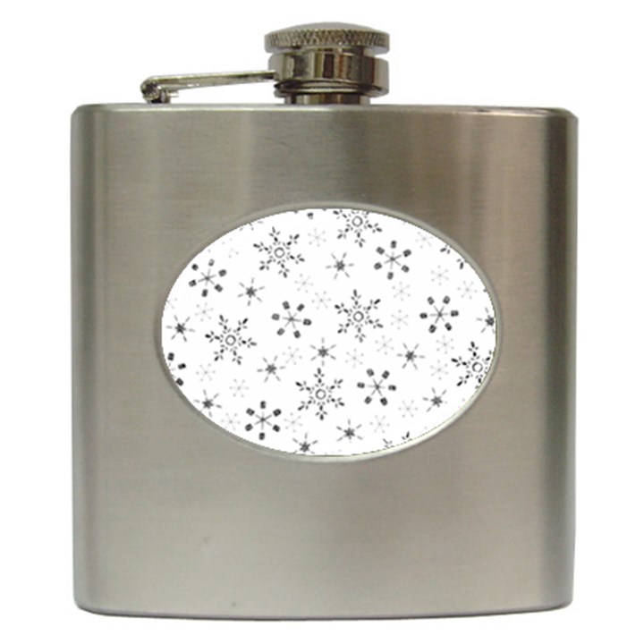 Black Holiday Snowflakes Hip Flask (6 oz)