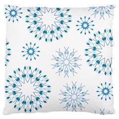 Blue Winter Snowflakes Star Triangle Large Cushion Case (one Side) by Mariart