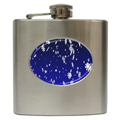 Blue Sky Christmas Snowflake Hip Flask (6 Oz) by Mariart