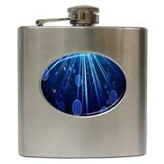 Blue Rays Light Stars Space Hip Flask (6 Oz) by Mariart