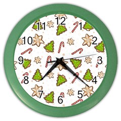 Ginger Cookies Christmas Pattern Color Wall Clocks by Valentinaart