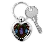 Flower Stigma Colorful Rainbow Animation Gold Space Key Chains (Heart)  Front