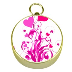 Heart Flourish Pink Valentine Gold Compasses by Mariart