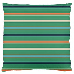 Horizontal Line Green Red Orange Large Cushion Case (one Side) by Mariart