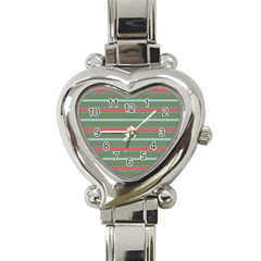 Horizontal Line Red Green Heart Italian Charm Watch by Mariart