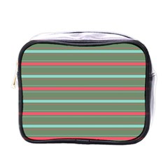 Horizontal Line Red Green Mini Toiletries Bags by Mariart