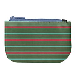 Horizontal Line Red Green Large Coin Purse by Mariart