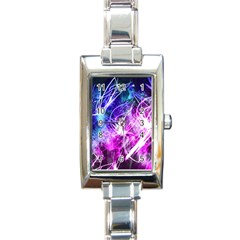 Space Galaxy Purple Blue Rectangle Italian Charm Watch by Mariart