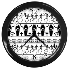 Halloween Pattern Wall Clocks (black) by ValentinaDesign