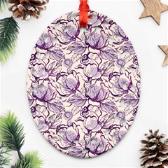 Vegetable Cabbage Purple Flower Ornament (oval Filigree) by Mariart