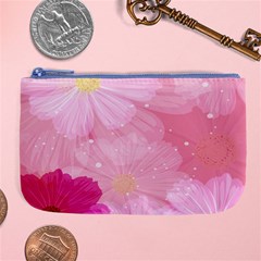 Cosmos Flower Floral Sunflower Star Pink Frame Large Coin Purse by Mariart