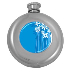 Flower Blue Round Hip Flask (5 Oz) by Mariart